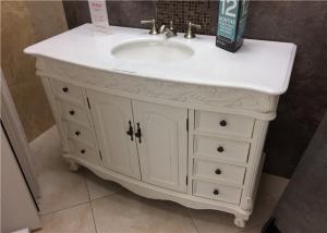 China Crystal White 22&quot; Wide Marble Vanity Countertops With Oval Sink And Three Faucet Holes wholesale