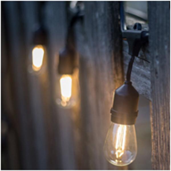14AWG PVC Cable 48FT S14 Filament Bulb E26 E27 String Light Outdoor Waterproof