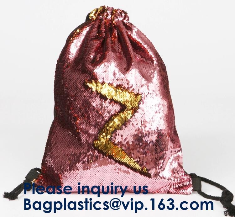Fashion Bling Sublimation Strapping Sequin Drawstring Backpack Bag,Glitter Mermaid Flip Sequin Bag Outdoor Shoulder Reversib
