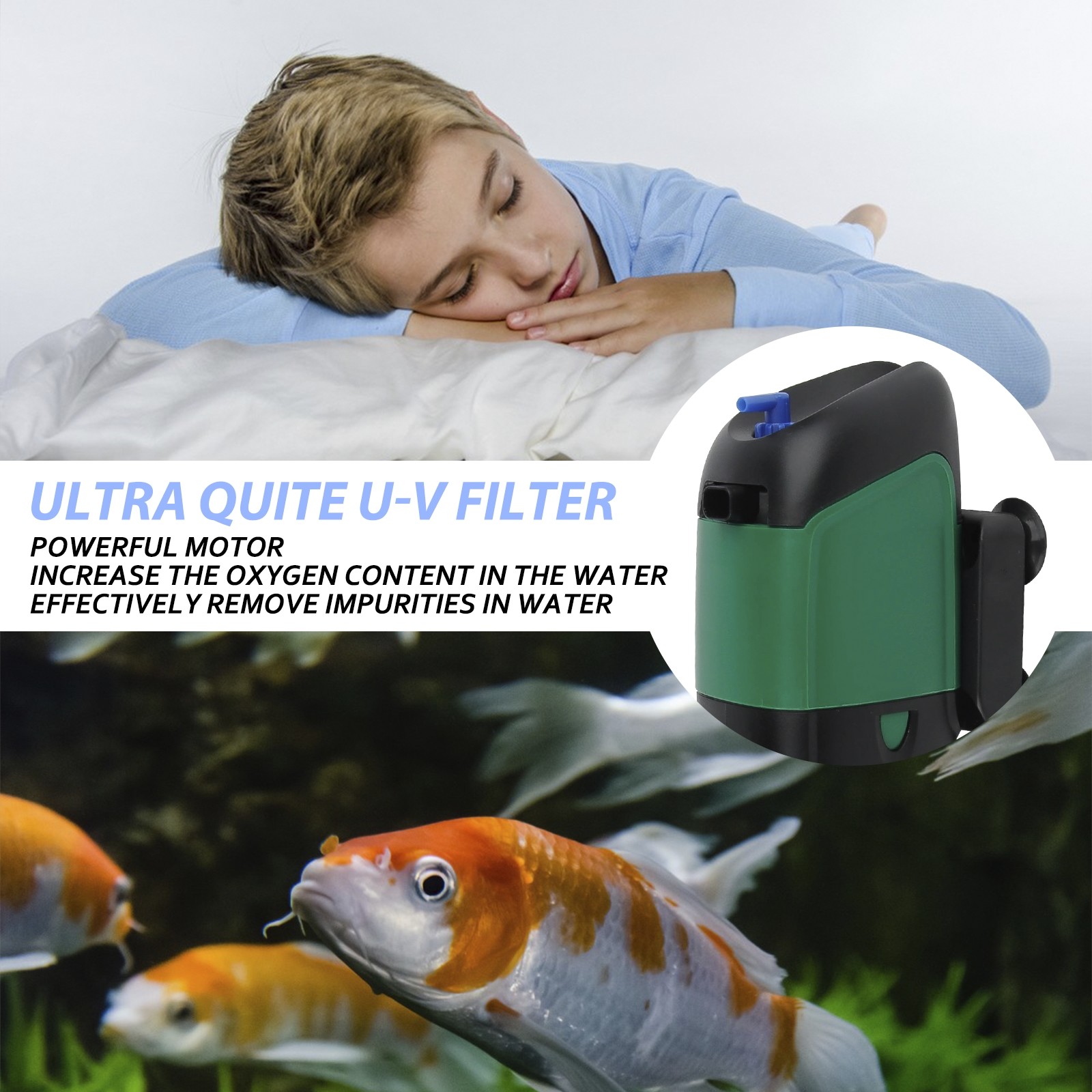 132GPH Aquarium Water Pump Internal Power Filter Increase Oxygen For Fish Tank