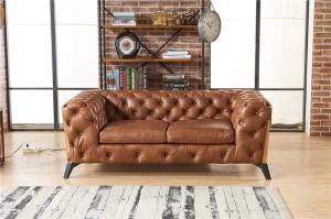 China Light Luxury Europe Leather Chesterfield Sofa / Two Seater Leather Couch wholesale