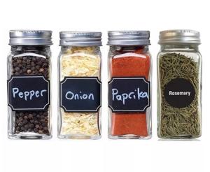 China 12pcs 120ml Kitchen Square Spice Jars With Shaker Lids And Airtight Metal Lids wholesale