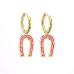 Enamel U Shape Gold Earrings Cute Contemporary OEM Gold Plated Hoop Earrings