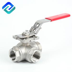 China DN20 T Port 3 Way Ball Valve Operation ISO5211 Lost Wax Casting wholesale