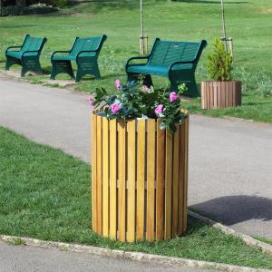 China SGS OHSAS18001 Certificate Urban Round Wooden Plant Pots wholesale
