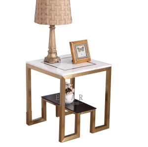 China Latest Design Furniture Mental Leg Square Marble Side Table wholesale
