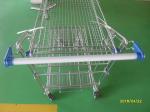 Foldable basket heavy duty metal trolley warehouse 4 swivel flat blue PU casters