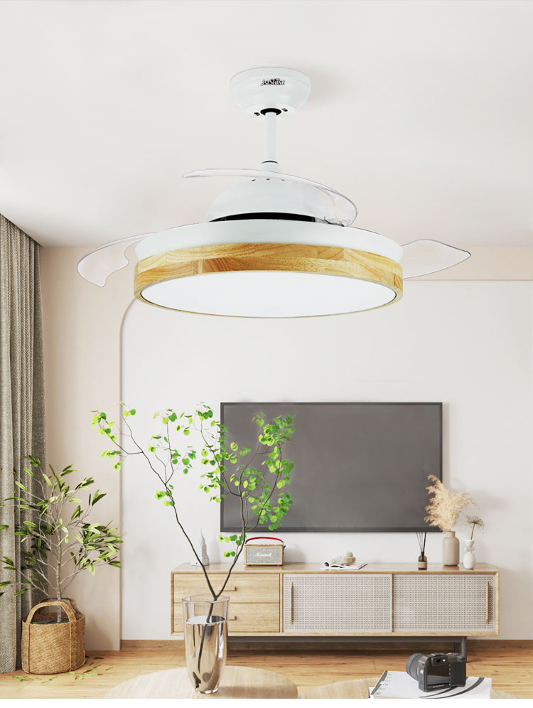 Elegant 42 Inch Chandelier Hidden Blade Ceiling Fan with 2- and Dimmer Compatibility