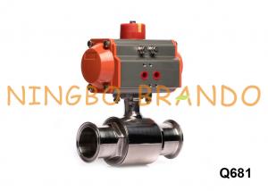 China Sanitary Stainless Steel Tri Clamp Ball Valve With Pneumatic Actuator on sale