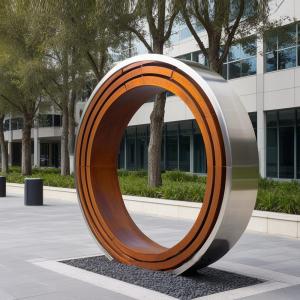 China Decoration Natural Corrosion Weathering Steel And Stainless Steel Circle Sculpture wholesale
