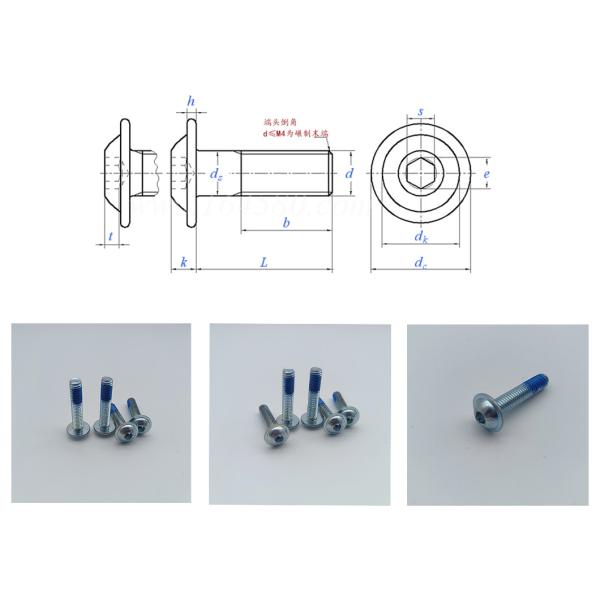 High Strength Durabel ISO7380 Hex Socket Pan Head Botton Screw With Collar