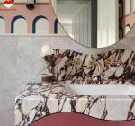 Modern Calacatta Viola Marble Vanity Sink for Big Slab Kitchen Countertops and