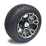 12'' Machined/Glossy Black Golf Cart Rim and 215/35-12 Low Profile DOT Street