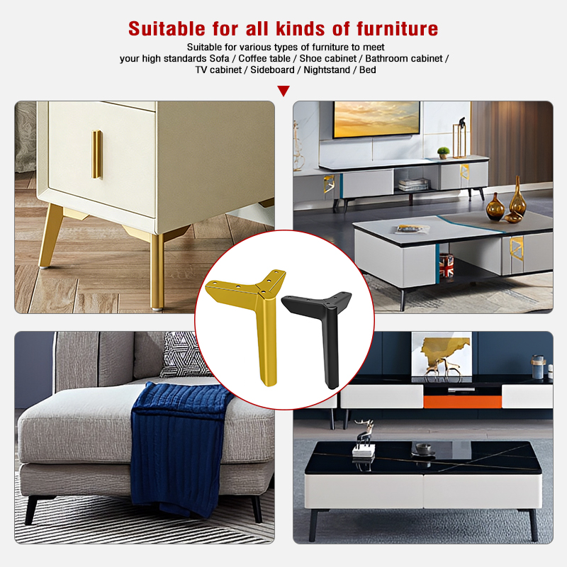 Matte Black Triangular Modern Sofa Legs Metal Hardware Support Fittings for Coffee Tables & Cabinets