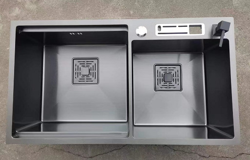 Shallow Stainless Steel Single Bowl Sink Stepped 304 Kitchen Double Trough High And Low Basin