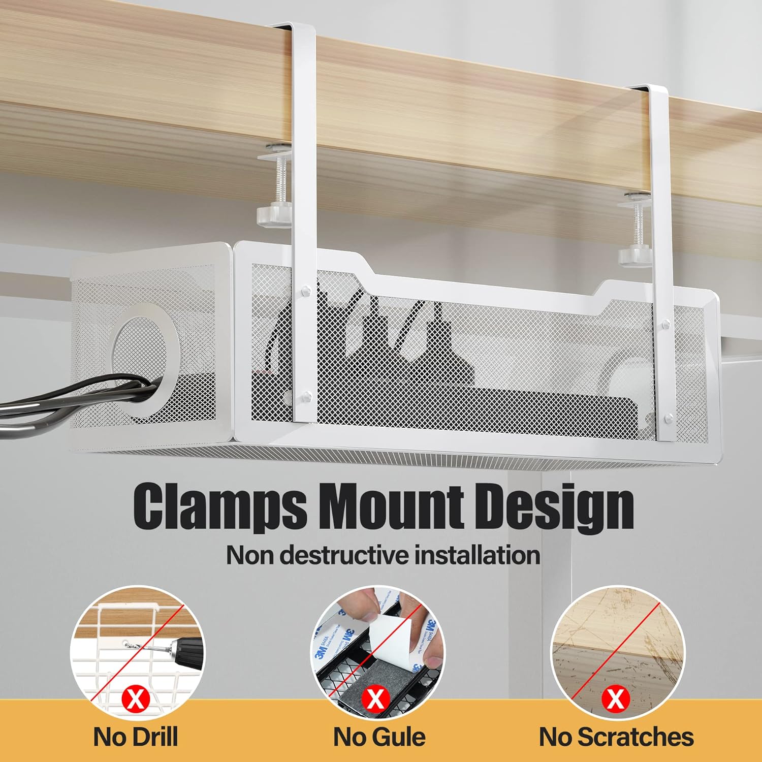 Under Desk Cable Management Tray and Clamp Mount The Perfect Solution for Wire Clutter