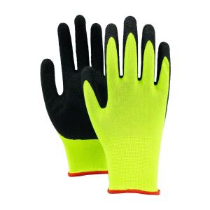 China Black Crinkle Latex Coated Gloves Waterproof Abrasion Resistant Work Gloves wholesale