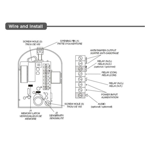 12V DC CO Carbon Monoxide Detector Wired Glass Break Sensor For Window Door
