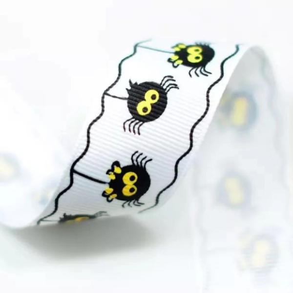 2.5cm wired bat ghost witch pumpkin pattern grosgrain webbing halloween holiday printed ribbon