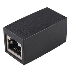 China Rj45 Network Splitter Adapter 180 Degree Through RJ45 Female Adapter 8P8C Network Cable Extension Black on sale