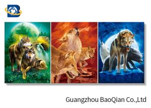 China Angry Wolf Stock 3D Picture Lenticular Flip 0.6MM Thickness With Black MDP Frame wholesale