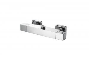 China Simple Design Thermostatic Kitchen Tap Chrome Finish With Two Handles wholesale
