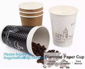 China Diamon paper cup, double insulation, film leakproof, thick material,Thick hot drink paper cup 12oz with handle and Doubl wholesale