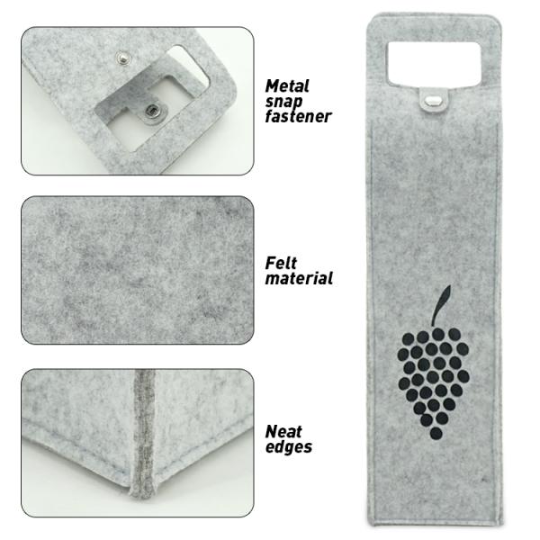Custom Pattern Felt Wine Tote Bag Non Woven 750ml Wine Bottle Bag For Christmas Festival