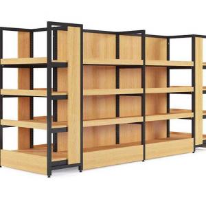 China Supermarket Wooden Display Racks For Retail Stores Shelving Stand Units on sale