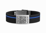 Safety QR Code Silicone Wristbands , Silicone Sports Bracelets With Blue Line