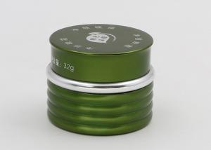 China 30ml Green Glass Cosmetic Jars , Ribbed Body Cosmetic Sample Pots wholesale