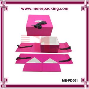 China Professional low price sturdy Paper pink color CMYK printing baby gift box With Ribbon on sale