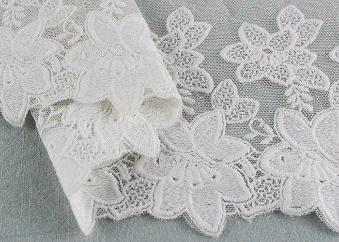 Embroidered Lace Ribbon Cotton Nylon Tulle Lace Trim For Fashion Designers