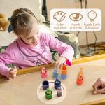 Montessori Educational Wooden Rainbow Block Counting Game Puzzle Kids