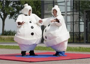 China White Inflatable Cartoon Sumo Suits With Foam / Sumo Wrestler Costume on sale
