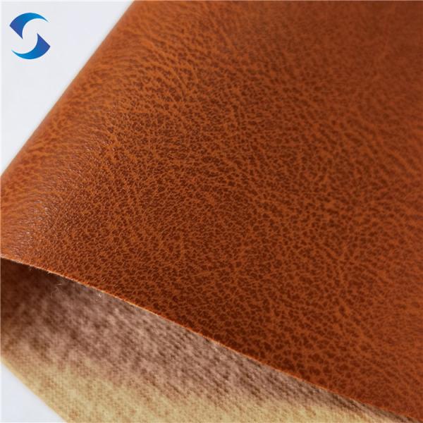 Thickness 0.7mm 100% Polyester Brushed Backing PVC Leather Fabric For Car Seat
