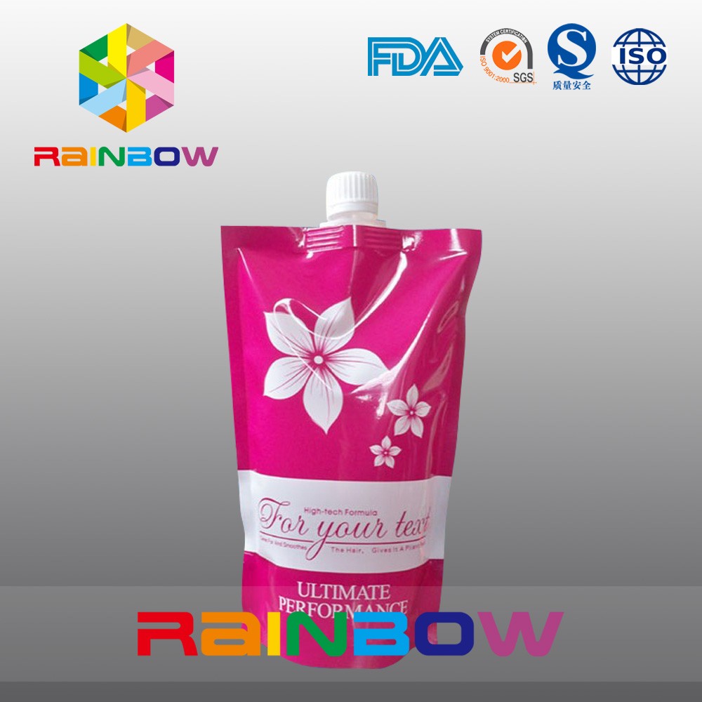 Customized Printing White Stand Up Spout Pouch For Shampoo / Liquid / Drinking Food