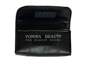 China High Quality Leather Cosmetic Organizer Case Roll For Short Makeup Brushes Pouch Bag Black wholesale