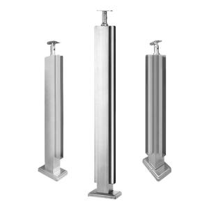 China Hardware Accessory Square Stainless Steel Balustrade Posts Anti Corrosion Balcony Railing Posts Customized Stainless Steel Handrail Posts wholesale