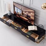 High Gloss Metal Frame TV Cabinet 200 x 45 x 45cm Plasma Medium Modern TV Unit