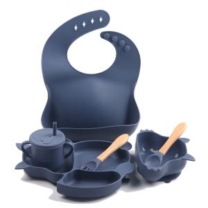 China Dark Blue Silicone Weaning Set Customized Silicone Products Durable wholesale