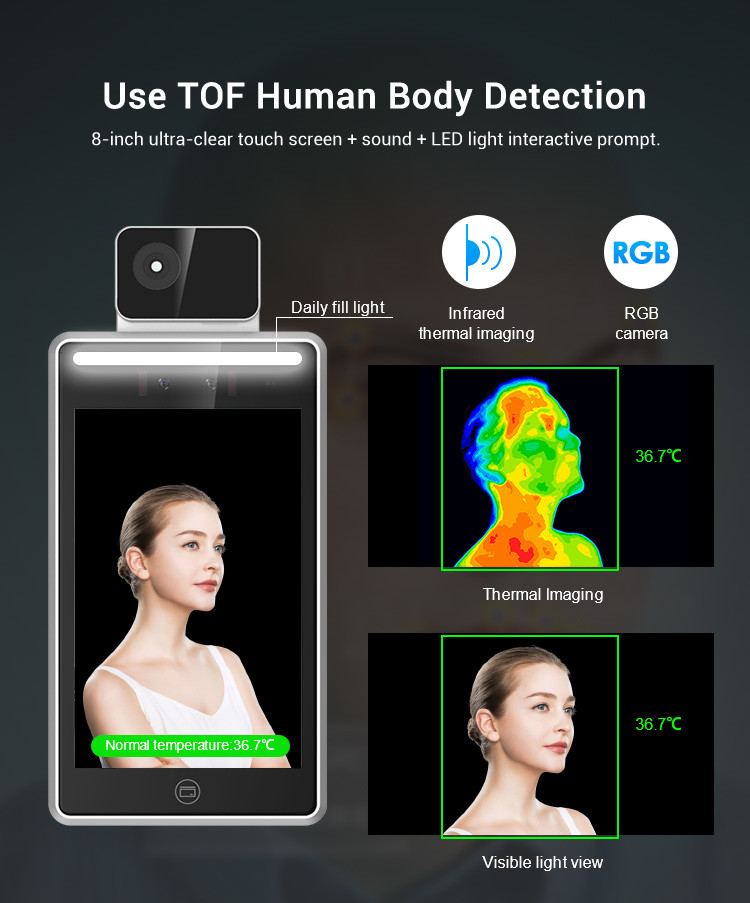 Yecon 8 Inch Face Recognition Time Attendance System Biometric Access Control