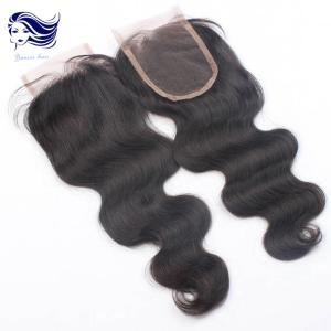 China Natural Body Wave Lace Top Closure 4 X 4 Dark Brown Grade 7A wholesale