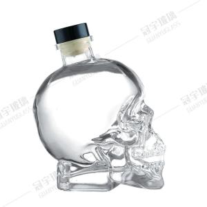 China 180ml 200ml 300ml 400ml 750ml Glass Bottle With Cork Cap Skull Design For Wine Lovers wholesale