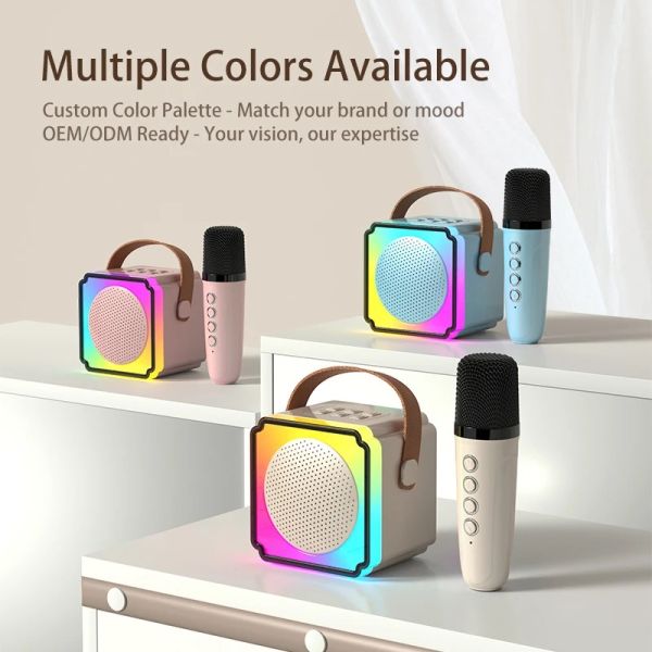 Small Portable Bluetooth Speaker Wireless Karaoke Speaker With LED Ambient Light