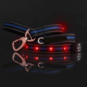China 4 FT Long LED Dog Leash Soft Padded Reflective Nylon For Medium Large Dogs wholesale
