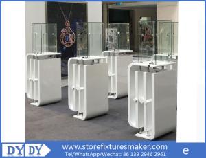 China Oem manufacturing good price wooden glass white color perspex display stands with locks wholesale