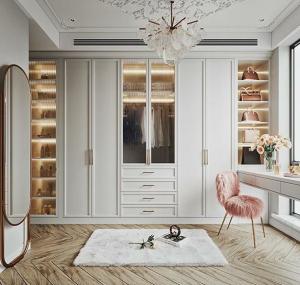 China European Laminate Wardrobe Design Closet Durable Safe and Customizable for Villa Storage wholesale