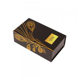 China Luxury 8x8x15cm Perfume Packaging Box Flooding Black Paperboard Storage Box on sale