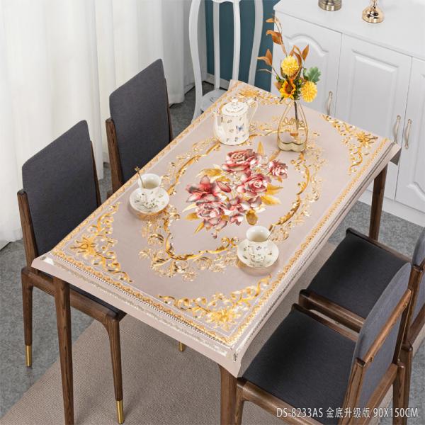 Rectangle Floral Table Cover Set Washable PVC Cloth Roll for Banquet and Dining